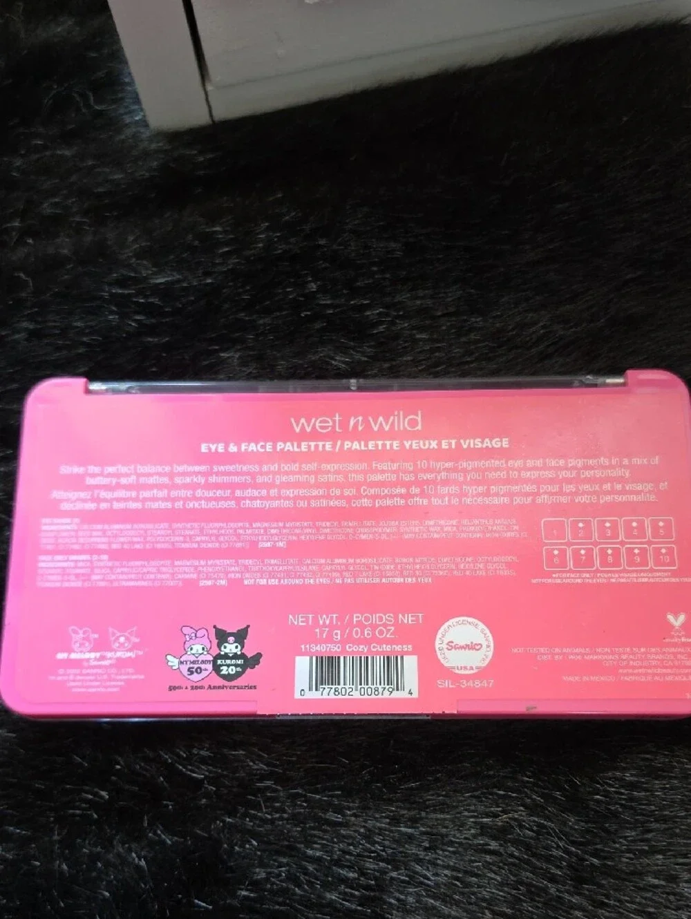 wet n wild Pink Eyeshadow Palette My Melody & Kuromi Design